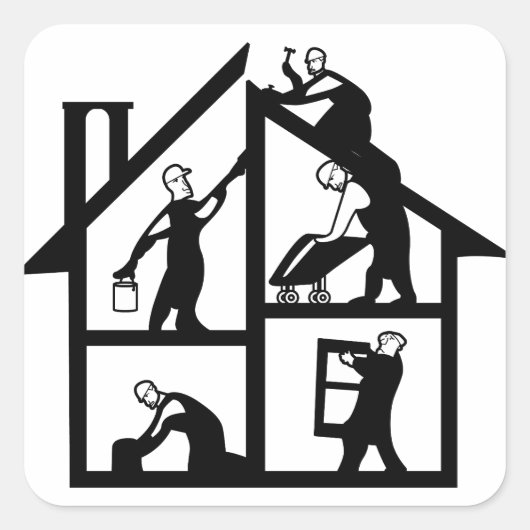 Sticker Carré Logo de construction (Devant)