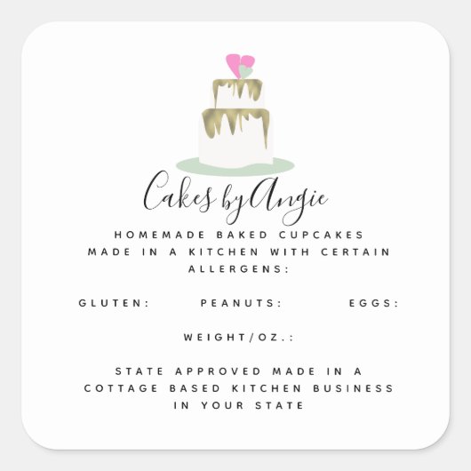 Sticker Carré Logo de gâteaux à la carte (Devant)