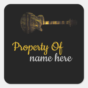 Sticker Carré Logo de guitare acoustique personnalisé