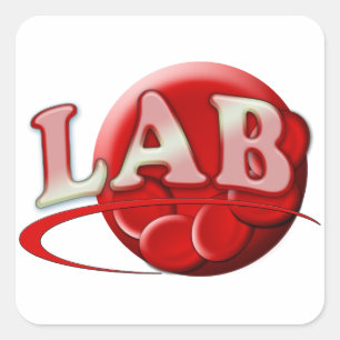 STICKER CARRÉ LOGO DE LABORATOIRE RBC CELLULES SANGUINES ROUGES