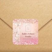Sticker Carré logo de l'école de danse de ballet rose or rose