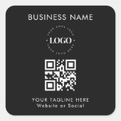 Sticker Carré Logo de l'entreprise personnalisée QR Code et text (Devant)