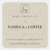 STICKER CARRÉ LOGO DE LINGE DE BEIGE RUSTIQUE SIMPLE ET ÉLÉGANT (Devant)