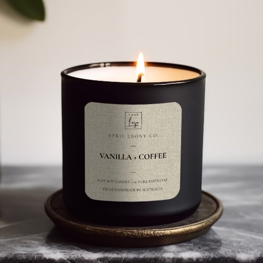 STICKER CARRÉ LOGO DE LINGE DE BEIGE RUSTIQUE SIMPLE ET ÉLÉGANT