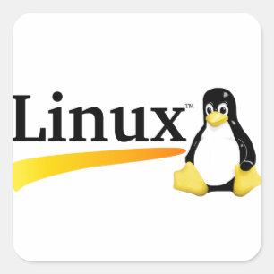 Sticker Carré Logo de Linux avec des produits de Tux