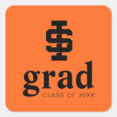 Sticker Carré Logo de l'Université d'État de l'Idaho (Devant)