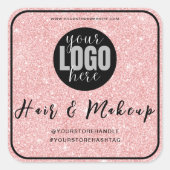 Sticker Carré Logo de maquillage rose parties scintillant pour l (Devant)