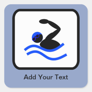 Sticker Carré Logo de nage personnalisable