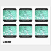Sticker Carré Logo de Parties scintillant Turquoise brillant Éti (Feuille)