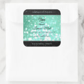 Sticker Carré Logo de Parties scintillant Turquoise brillant Éti (Sac)