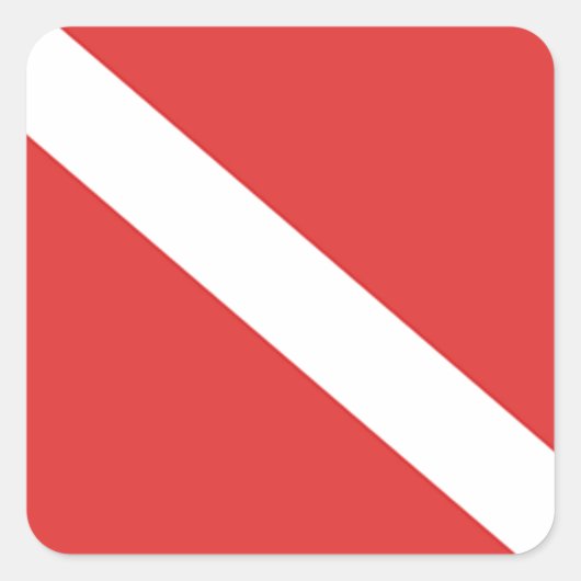 Sticker Carré Logo de plongée sous-marine - Drapeau blanc rouge (Devant)