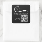 Sticker Carré Logo de ranch cheval équestre stable marque QR (Sac)