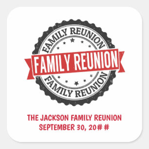 Sticker Carré Logo de réunion famille noir rouge