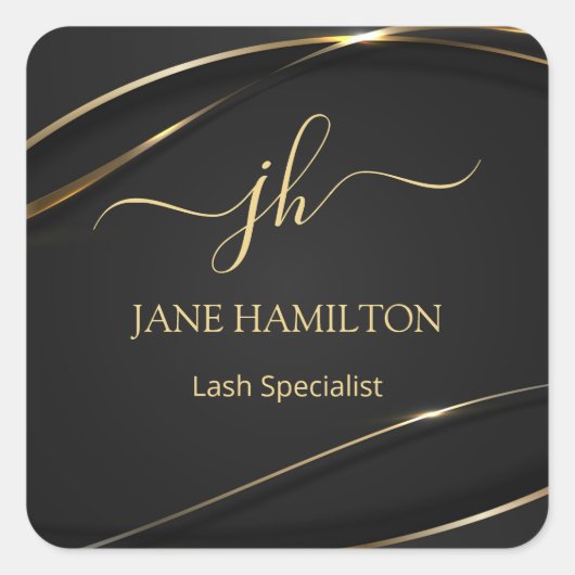 Sticker Carré Logo de société élégant avec monogramme (Devant)