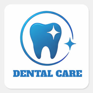 Sticker Carré 🦷 Logo de soins dentaires Pratique dentaire famil