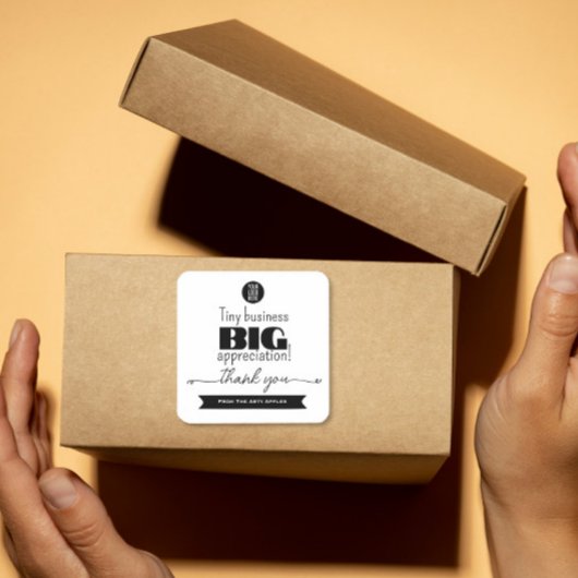 Sticker Carré Logo d'emballage Tiny Business Big Appreciation