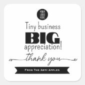 Sticker Carré Logo d'emballage Tiny Business Big Appreciation (Devant)