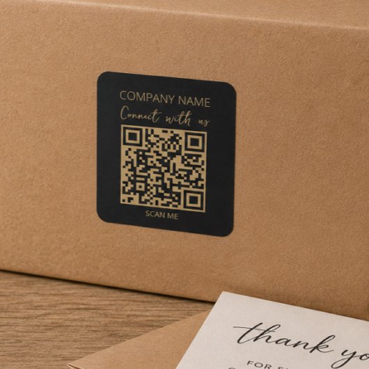 Sticker Carré Logo d'entreprise Code QR Noir Moderne