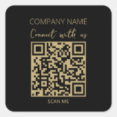 Sticker Carré Logo d'entreprise Code QR Noir Moderne (Devant)
