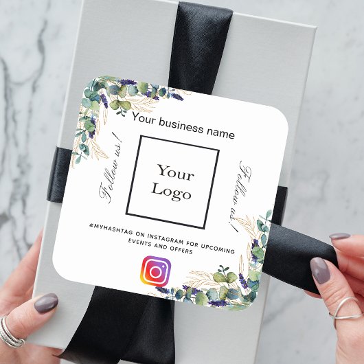 Sticker Carré Logo d'entreprise Eucalyptus nom instagram hashtag
