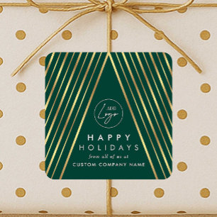 Sticker Carré Logo d'entreprise Green Gold Christmas Tree