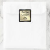 Sticker Carré Logo D'Entreprise Merci Noir Et Or Élégant (Sac)