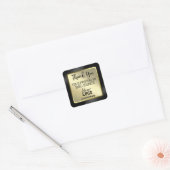 Sticker Carré Logo D'Entreprise Merci Noir Et Or Élégant (Enveloppe)