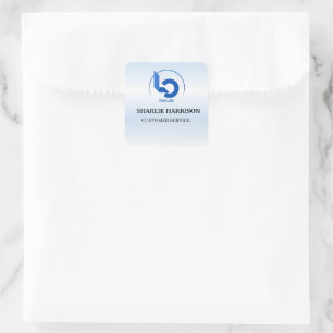Sticker Carré Logo d'entreprise   Minimaliste bleu Employé Perso