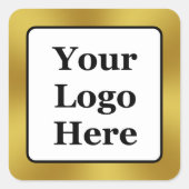 Sticker Carré Logo d'entreprise Modèle noir blanc et or (Devant)