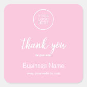 Sticker Carré Logo d'entreprise moderne typographie Merci rose (Devant)