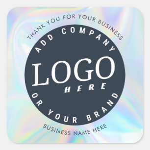 Sticker Carré Logo d'entreprise simple Holographique élégant