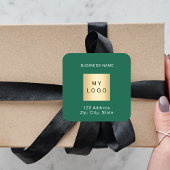 Sticker Carré Logo d'entreprise vert nom blanc