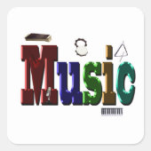 Sticker Carré Logo D'Image De Musique Avec Instruments, (Devant)