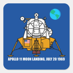 Sticker Carré Logo du 50e anniversaire, Apollo 11 Moon Landing :