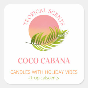 Sticker Carré Logo du coucher de soleil tropical Bougie blanche
