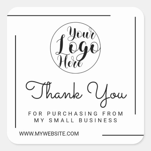 Sticker Carré Logo du logo noir blanc à la bordure Merci client (Devant)