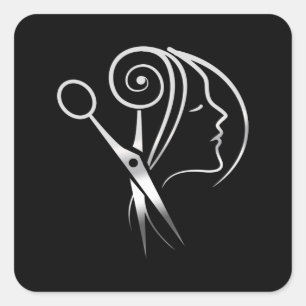 Sticker Carré Logo du salon du coiffeur du barbier