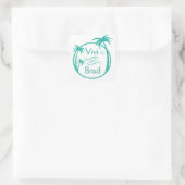 Sticker Carré Logo du Surf de plage Palm | aqua (Sac)