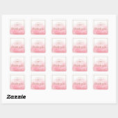 Sticker Carré Logo Elegant rose blanc aquarelle merci (Feuille)