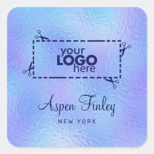 Sticker Carré Logo Faux Iridescente Foil