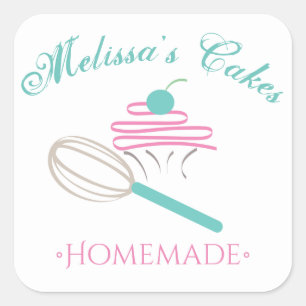 Sticker Carré Logo Gâteau Fouet Boulangerie Maison Tableau Noir