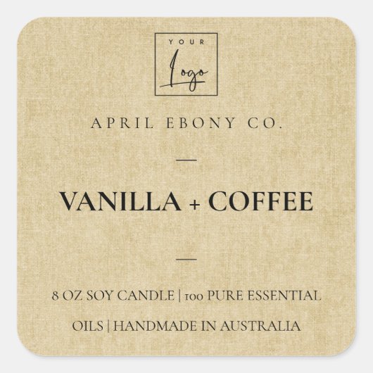 STICKER CARRÉ LOGO JAUNE SIMPLE ET ÉLÉGANT MINIMAL EN OCHER (Devant)