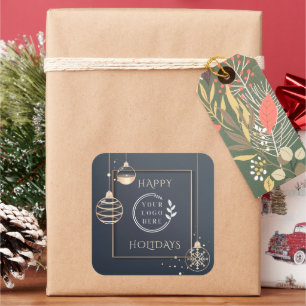 Sticker Carré Logo Joyeuses Fêtes Noël Entreprise Place moderne