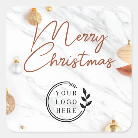 Sticker Carré Logo Joyeux Noël Fêtes Moderne Entreprise (Devant)