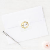 Sticker Carré Logo Luxe Faux Gold Peint Cercle Designer (Enveloppe)