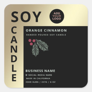 Sticker Carré Logo minimaliste chandelle sainte noire