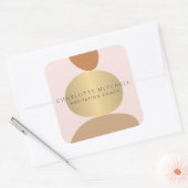 Sticker Carré Logo moderne Abstrait Zen Stones Gold et Rose (Enveloppe)