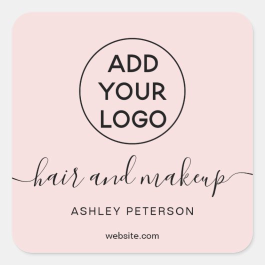 Sticker Carré Logo noir blanc simple pastel rose cheveux maquill (Devant)
