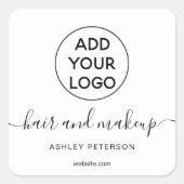 Sticker Carré Logo noir blanc simple typographie maquillage chev (Devant)