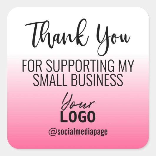 Sticker Carré Logo Ombre Merci Support Small Business (Devant)